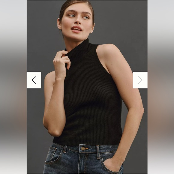 NWT Reformation black sleeveless cashmere mock neck sweater - Picture 2 of 5